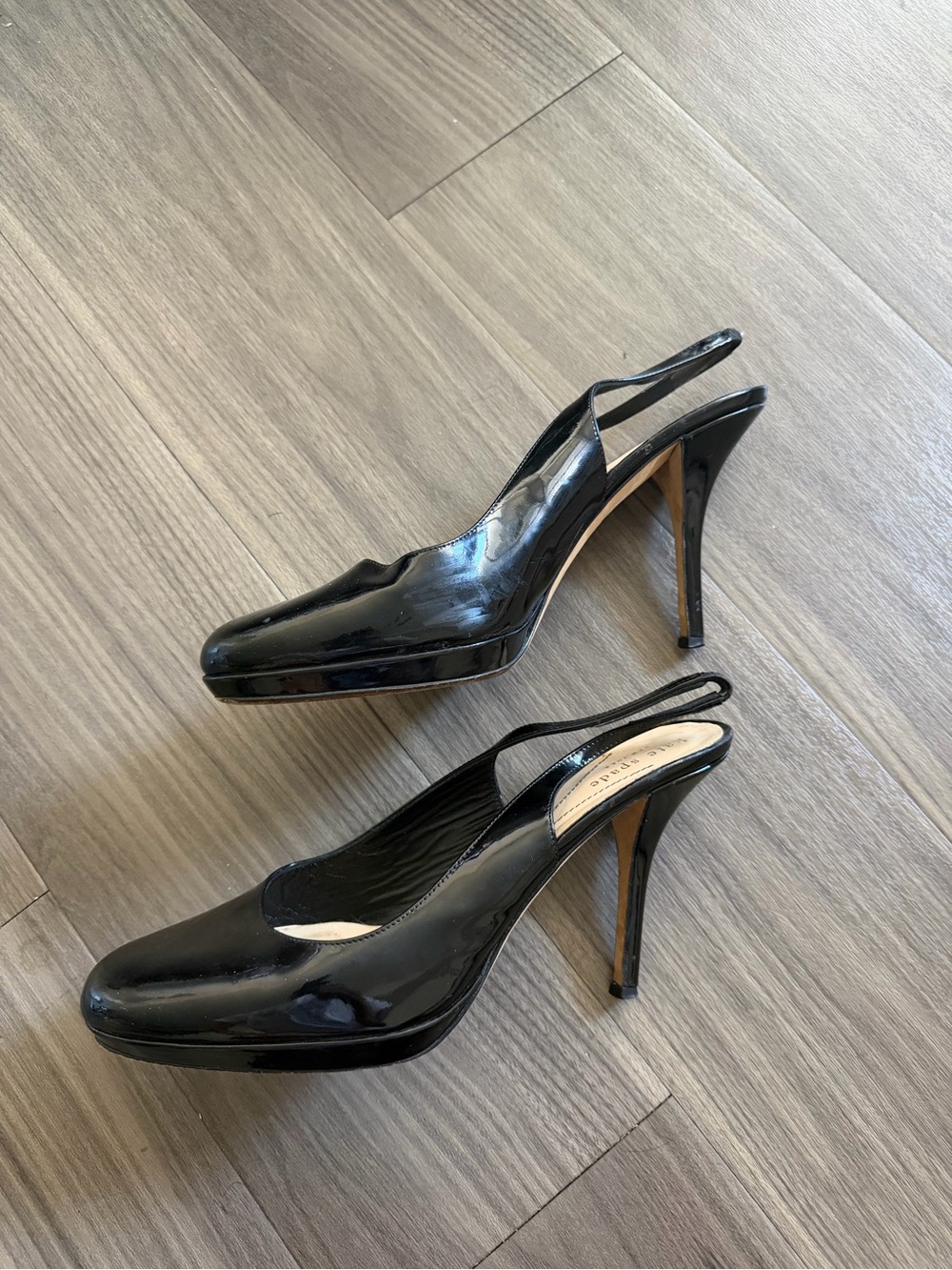 Kate Spade New York Black Patent Leather Slingback Platform Pumps Size 10B